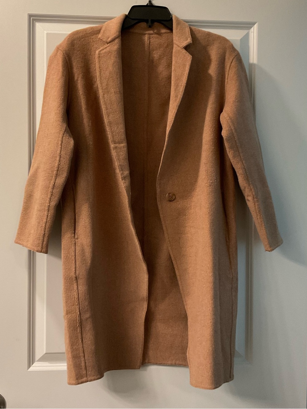 Uniqlo Long Single-Button Cardigan Coat in Camel